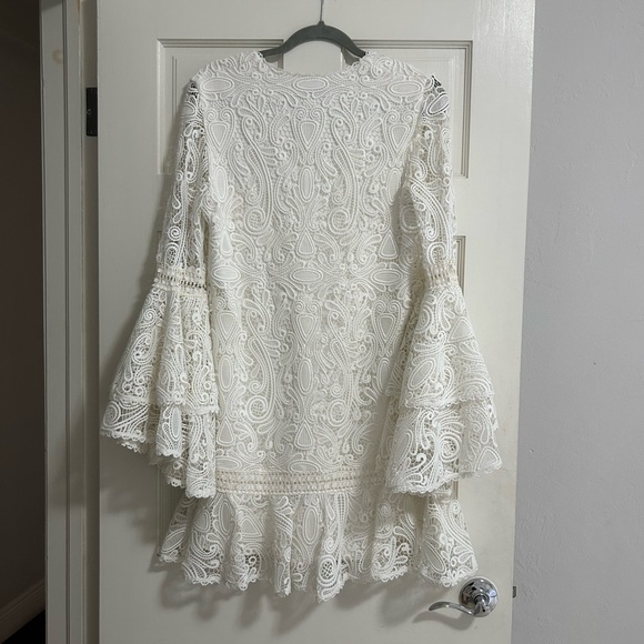 Alexis Lace Bell Sleeve Dress White - Size L - Picture 5 of 7